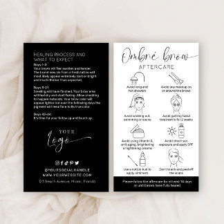Minimalist Logo Ombre Powder Brow After Care Guide Business Card