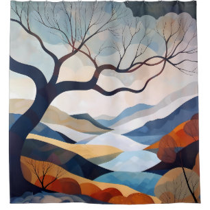 Minimalist Lone Tree Landscape Art