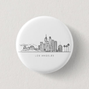 Minimalist Los Angeles Skyline Illustration 1 Inch Round Button