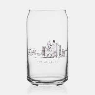 Minimalist Los Angeles Skyline Illustration Can Glass