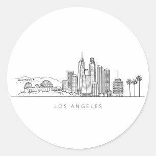 Minimalist Los Angeles Skyline Illustration Classic Round Sticker