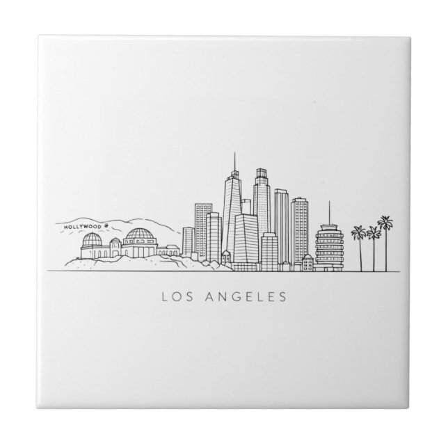 Minimalist Los Angeles Skyline Illustration Tile (Front)