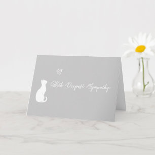 Minimalist Loss of Cat Gray With Deepest Sympathy Card
