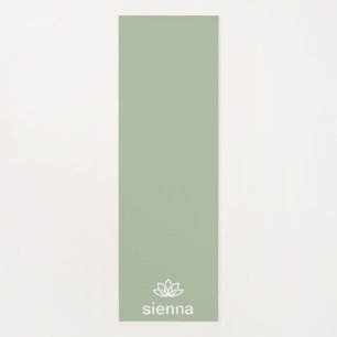 Minimalist Lotus Flower Sage Green Yoga Mat