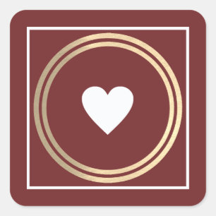 minimalist Love Heart on burgundy wedding Square Sticker