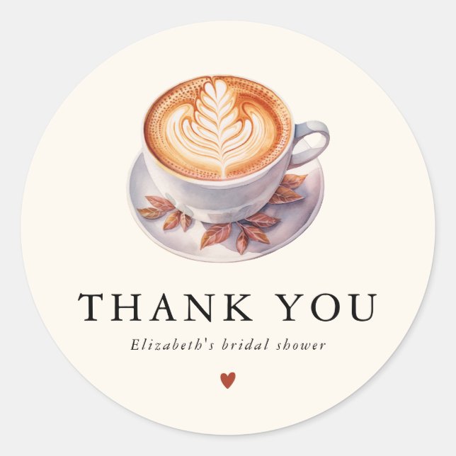 Minimalist Love Is Brewing Coffee Bridal Shower Classic Round Sticker (Front)