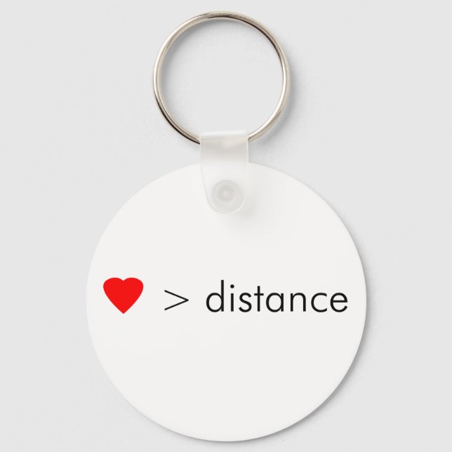 minimalist "love is greater than distance"  quote keychain (Front)