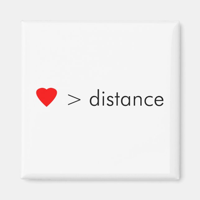 minimalist "love is greater than distance"  quote magnet (Front)