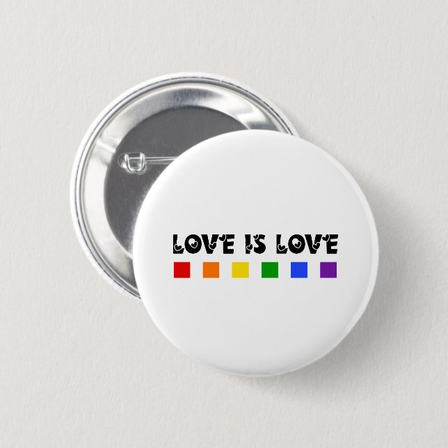 Minimalist Love Is Love Pride Rainbow  2 Inch Round Button (Front & Back)