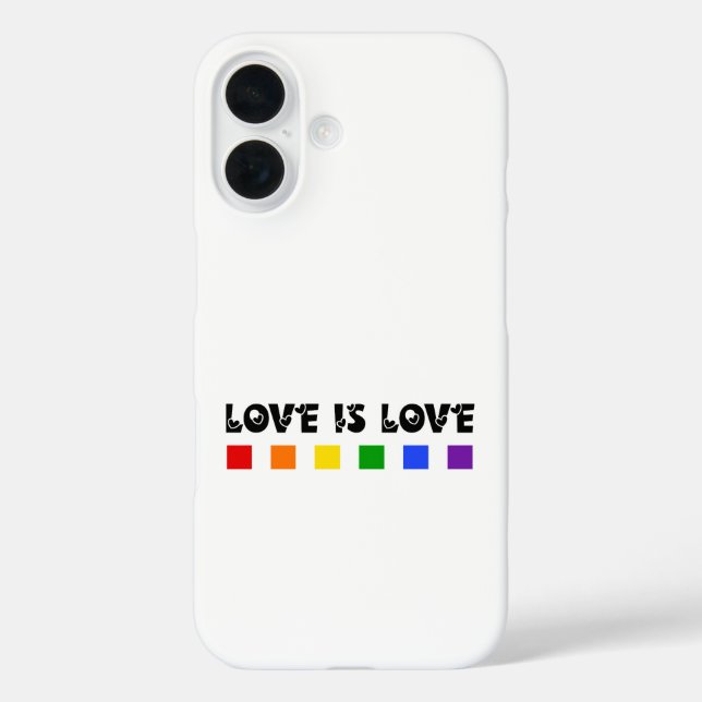 Minimalist Love Is Love Pride Rainbow & Hearts Case-Mate iPhone Case (Back)