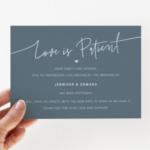 Minimalist Love Is Patient Wedding Update Slate Invitation