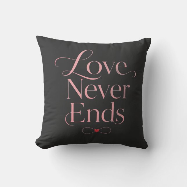 Minimalist Love Never Ends Rose Gold Throw Pillow (Front)