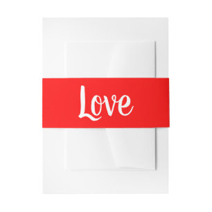 Minimalist Love Red White Wedding Elegant Modern Invitation Belly Band