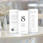 Minimalist Love Story Menu QR  Table No Trifold<br><div class="desc">IMPORTANT NOTE: This trifold is supplied flat, WITHOUT pre-scoring, for you to fold it yourself. To assist you with accurate folding, guidelines are printed on the back for the three panels, plus an extra thin panel to the right hand side for you to apply glue to stick the trifold together...</div>