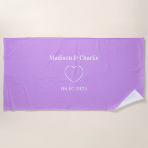 Minimalist Love Wedding Anniversary Beach Towel