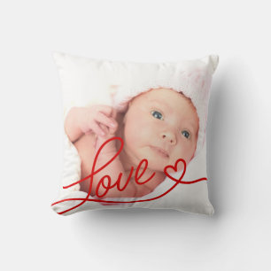 Minimalist Love With Heart Valentine's Day Photo Throw Pillow
