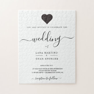 Minimalist Loveheart Wedding Puzzle Invitation
