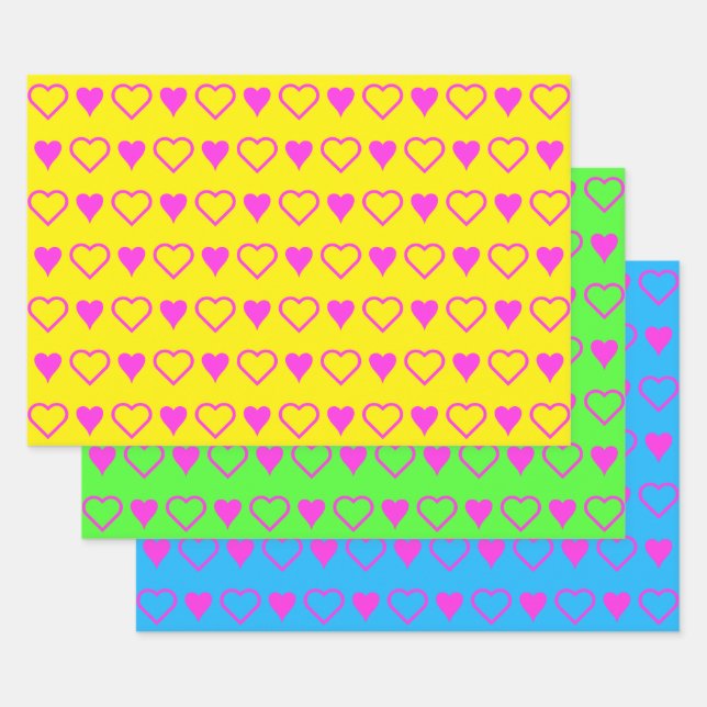 Minimalist Loving Valentine's Day Heart Shapes Wrapping Paper Sheet (Set)