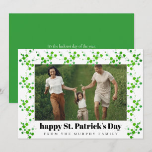 Minimalist lucky shamrock st. Patrick's Day Photo Holiday Card