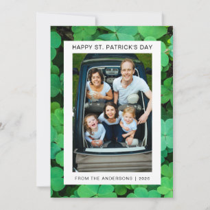 Minimalist lucky shamrock st. Patrick's Day Photo Holiday Card