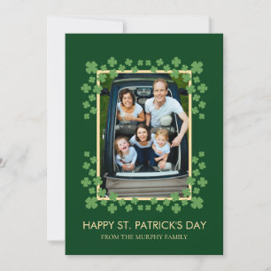 Minimalist lucky shamrock st. Patrick's Day Photo Holiday Card