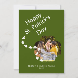 Minimalist lucky shamrock st. Patrick's Day Photo Holiday Card