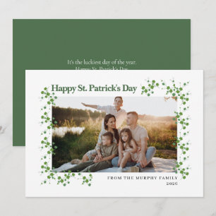 Minimalist lucky shamrock st. Patrick's Day Photo Holiday Card