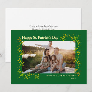 Minimalist lucky shamrock st. Patrick's Day Photo Holiday Card
