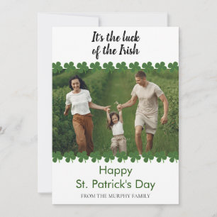 Minimalist lucky shamrock st. Patrick's Day Photo Holiday Card