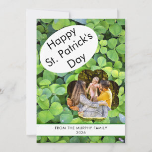 Minimalist lucky shamrock st. Patrick's Day Photo Holiday Card