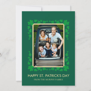 Minimalist lucky shamrock st. Patrick's Day Photo Holiday Card
