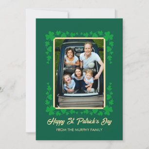 Minimalist lucky shamrock st. Patrick's Day Photo Holiday Card