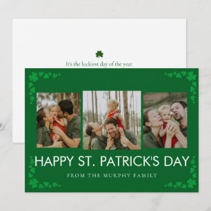 Minimalist lucky shamrock st. Patrick's Day Photo Holiday Card