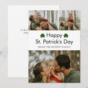 Minimalist lucky shamrock st. Patrick's Day Photo Holiday Card