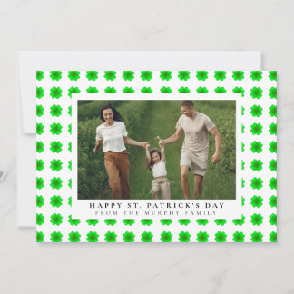 Minimalist lucky shamrock st. Patrick's Day Photo Holiday Card