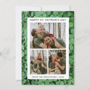 Minimalist lucky shamrock st. Patrick's Day Photo Holiday Card