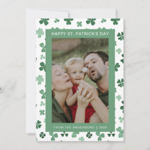 Minimalist lucky shamrock st. Patrick's Day Photo Holiday Card