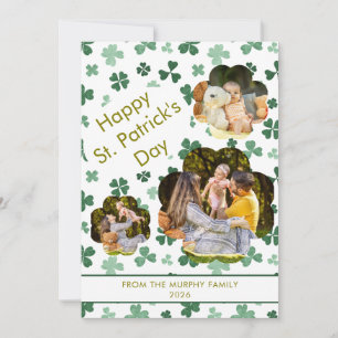 Minimalist lucky shamrock st. Patrick's Day Photo Holiday Card