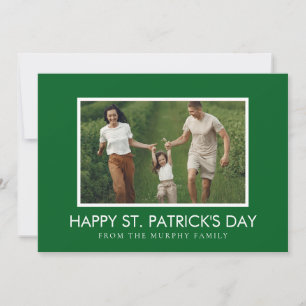 Minimalist lucky shamrock st. Patrick's Day Photo Holiday Card