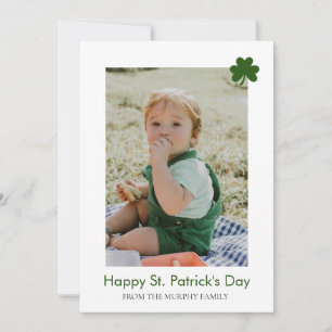 Minimalist lucky shamrock st. Patrick's Day Photo Holiday Card