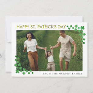 Minimalist lucky shamrock st. Patrick's Day photo Holiday Card