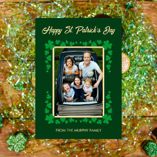 Minimalist lucky shamrock st. Patrick's Day Photo Holiday Card