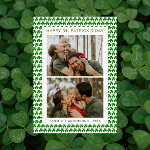 Minimalist lucky shamrock st. Patrick's Day Photo Holiday Card