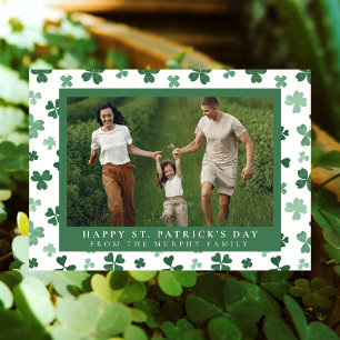 Minimalist lucky shamrock st. Patrick's Day Photo Holiday Card