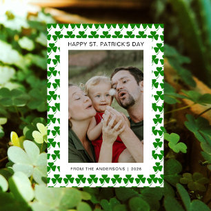 Minimalist lucky shamrock st. Patrick's Day Photo Holiday Card