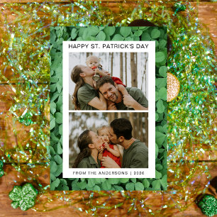 Minimalist lucky shamrock st. Patrick's Day Photo Holiday Card