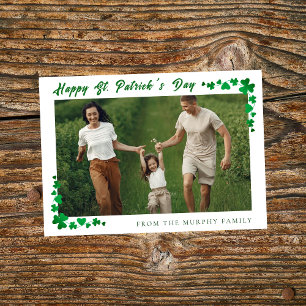 Minimalist lucky shamrock st. Patrick's Day photo Holiday Card