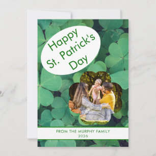 Minimalist lucky shamrock st. Patrick's Day Photo Holiday Card