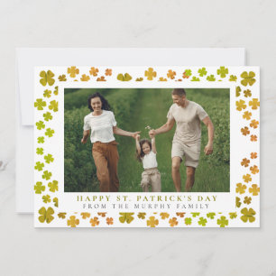 Minimalist lucky shamrock st. Patrick's Day Photo Holiday Card