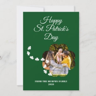 Minimalist lucky shamrock st. Patrick's Day Photo Holiday Card